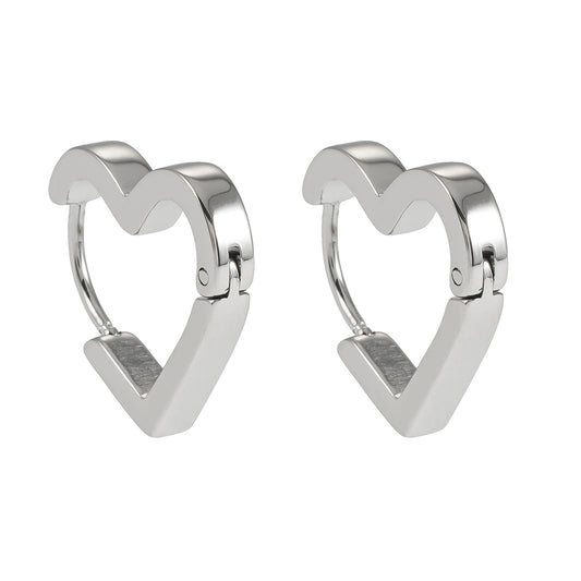 LARAZINA White Gold (Silver Toned):  Heart-Shaped Daily Wear Chic Hoops – Love Your Look, Every Day