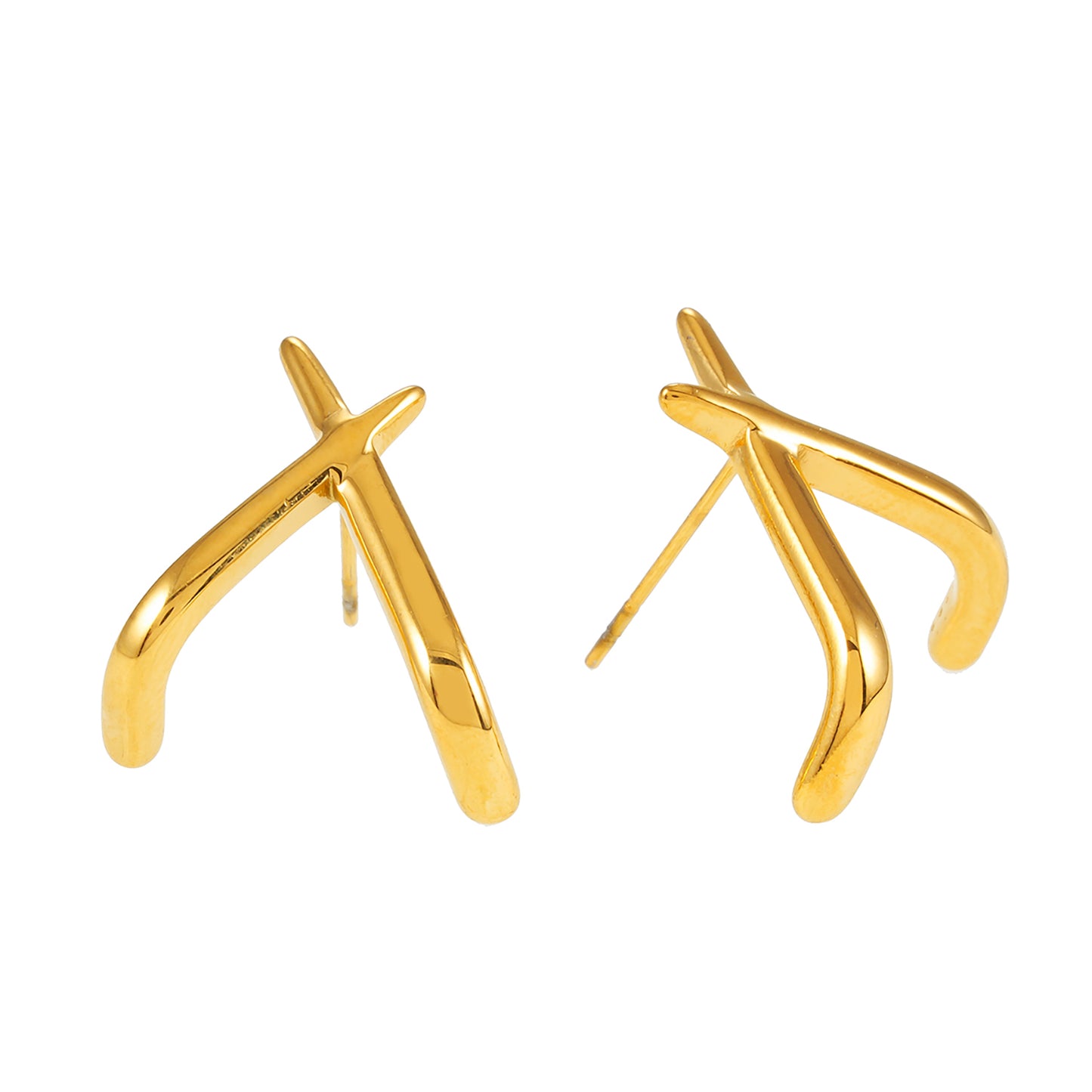 LINDSBORG: Criss-Cross Geometric Stud Earrings in Gold