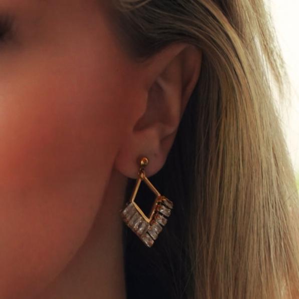 Style LUPA: Art-Deco Style 'Geometric Elegance' Earrings with Zirconia Gemstones