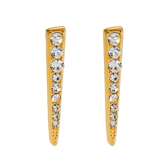 MAGNOLIA Gold: Minimalist Pavé Zirconia Embedded Bar Stud Earrings