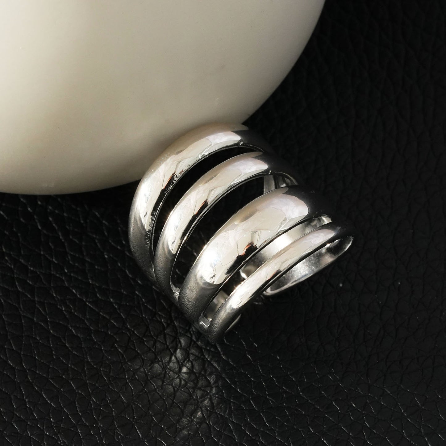 MAKET Silver Toned White Gold:  Multi Stacked Four Rings in One