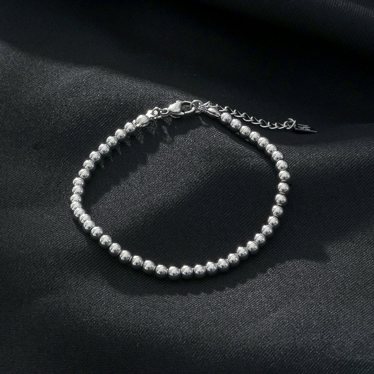 MANAMI Silver Toned White Gold: Ball-Beads Contemporary Chain Bracelet