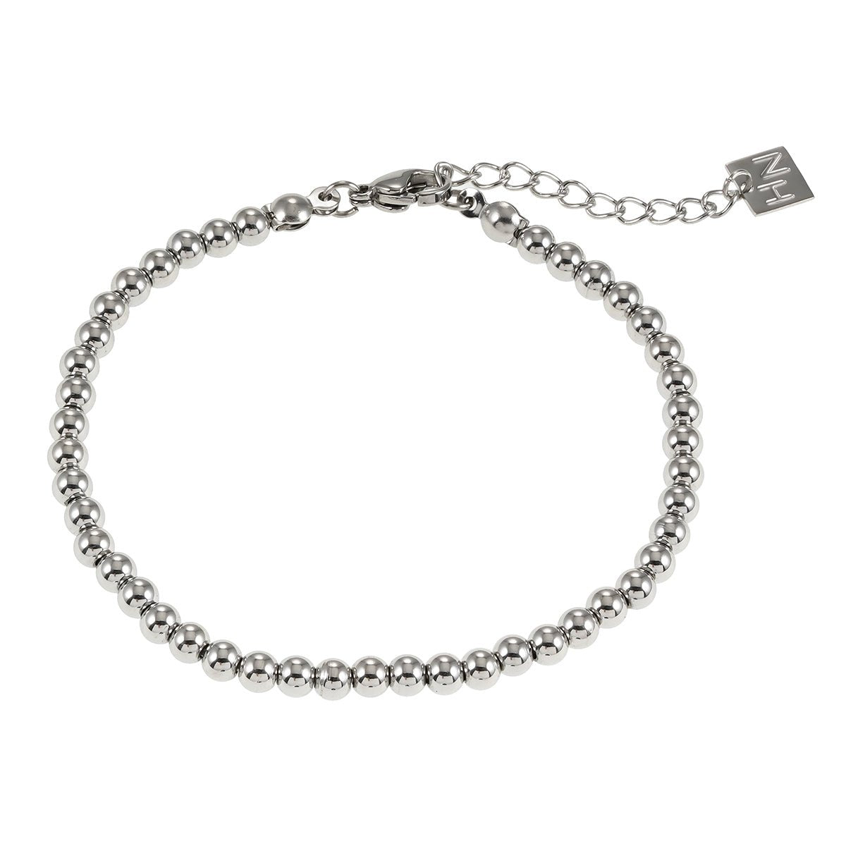 MANAMI Silver Toned White Gold: Ball-Beads Contemporary Chain Bracelet