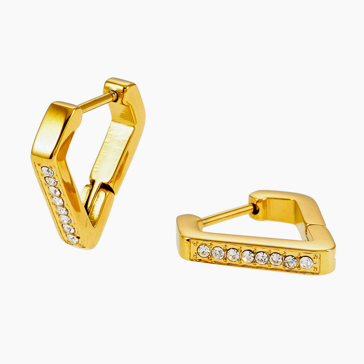 MARIETTA: Triangle Shaped Mini Hoop Earrings with Pavé Zirconia