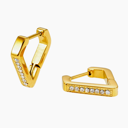 MARIETTA: Triangle Shaped Mini Hoop Earrings with Pavé Zirconia