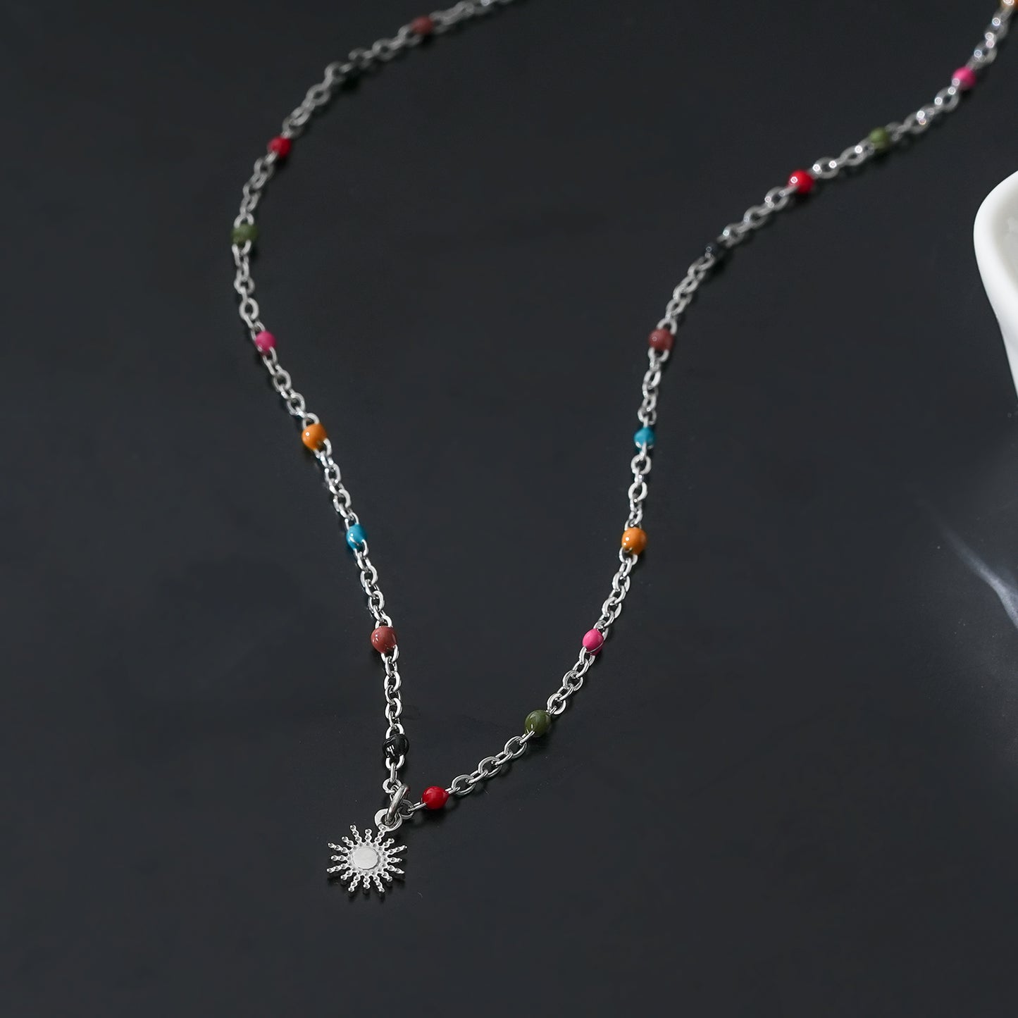 Style MARLOW 2224: Dainty Star Charm & Coloured Dainty Beads on a Silver Chain