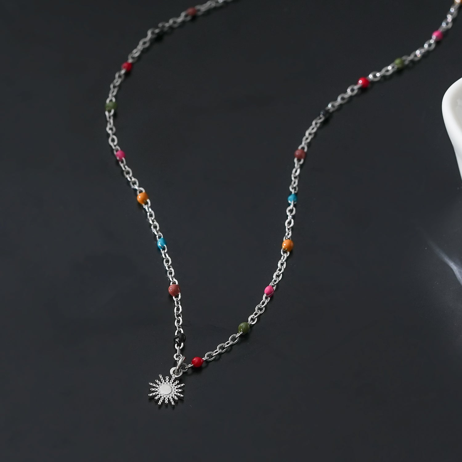 Style MARLOW 2224: Dainty Star Charm & Coloured Dainty Beads on a Silver Chain