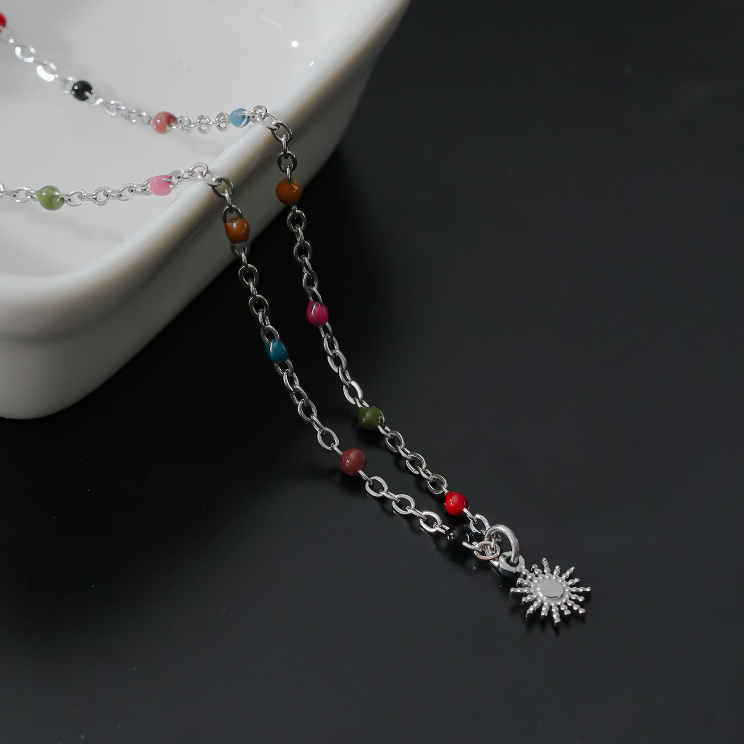 Style MARLOW 2224: Dainty Star Charm & Coloured Dainty Beads on a Silver Chain