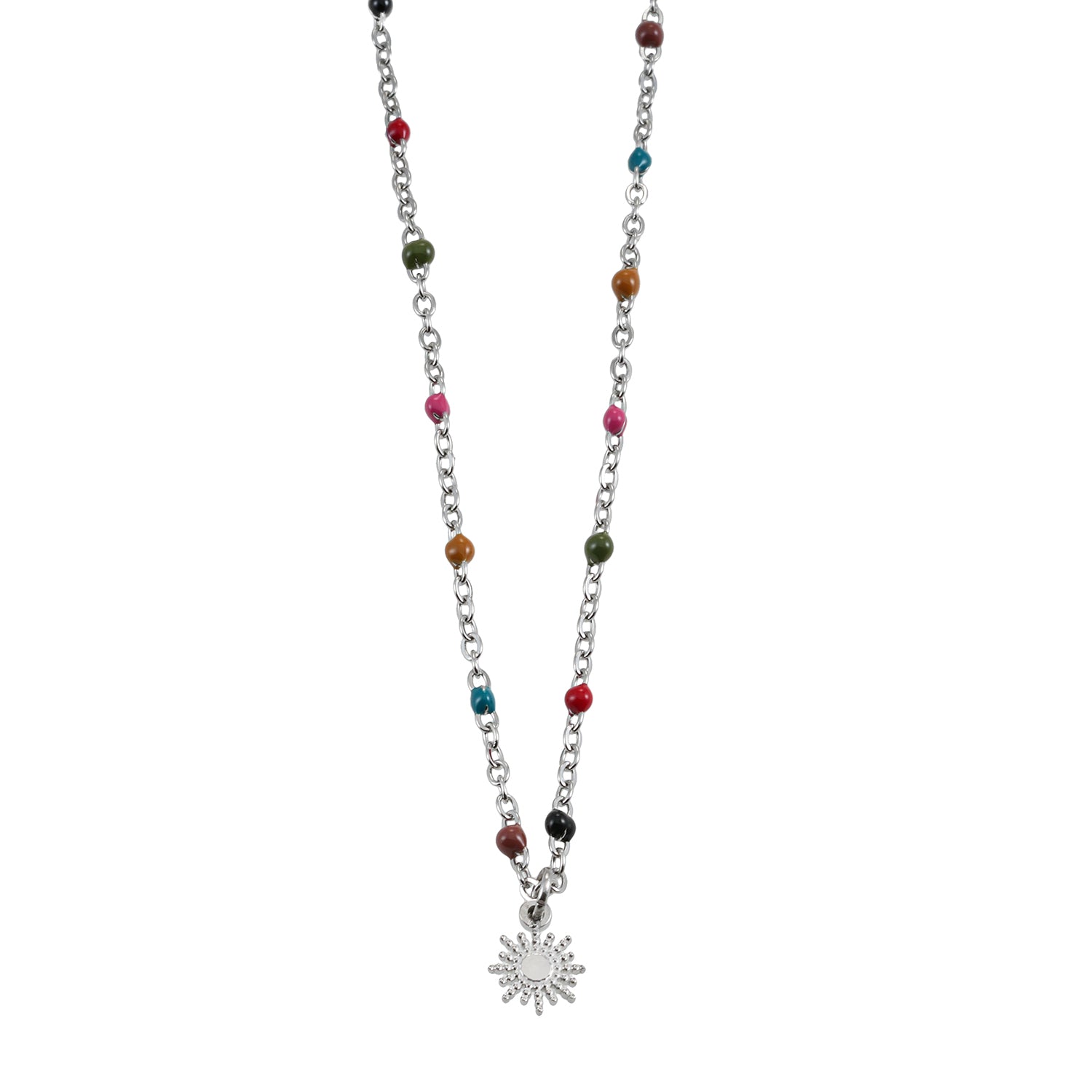 Style MARLOW 2224: Dainty Star Charm & Coloured Dainty Beads on a Silver Chain