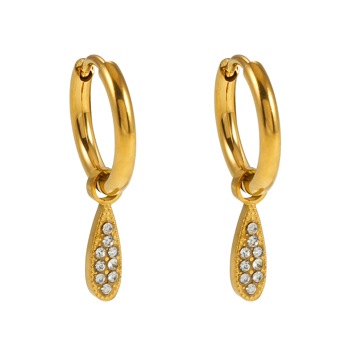 MONTEREY: Vintage Inspired Hoops with Pavé Zirconia Tear Drop Charms