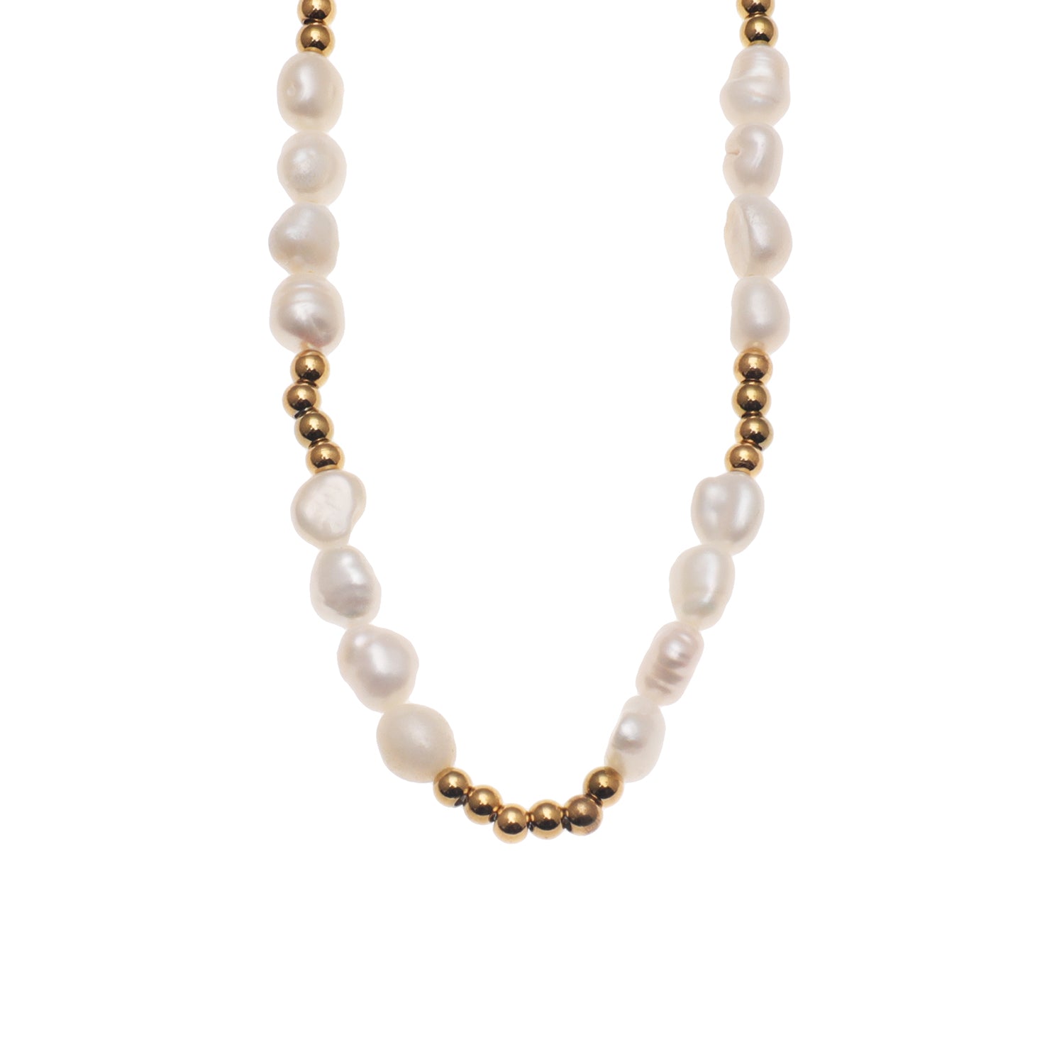 Pearl and gold ball on sale necklace