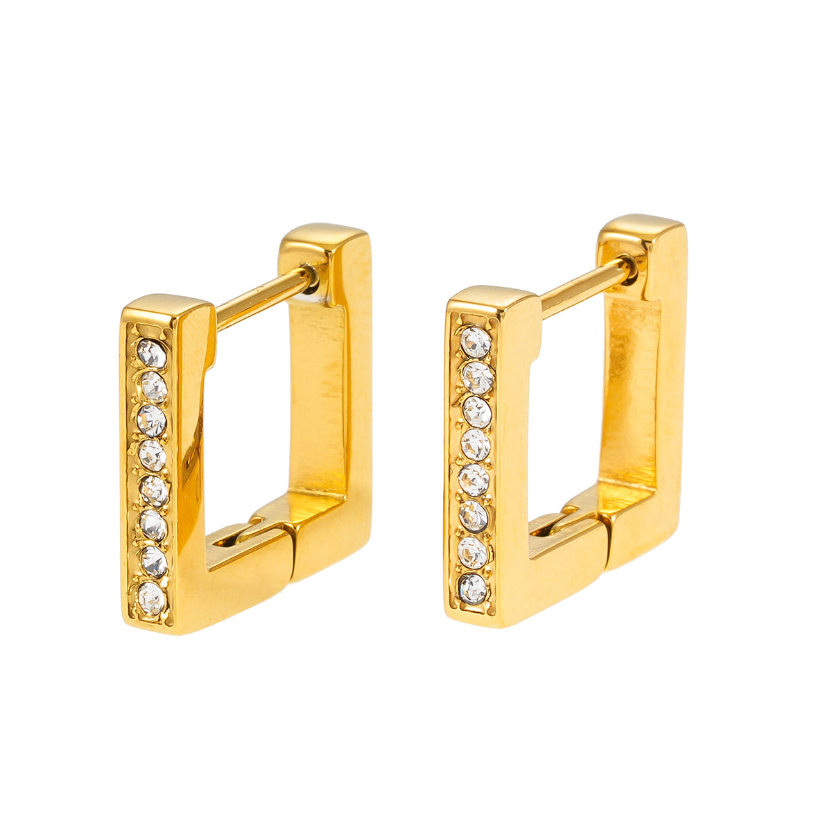 PAIA: Tiny Squared Shape Hoop Earrings Embedded with Zirconia Gemstones