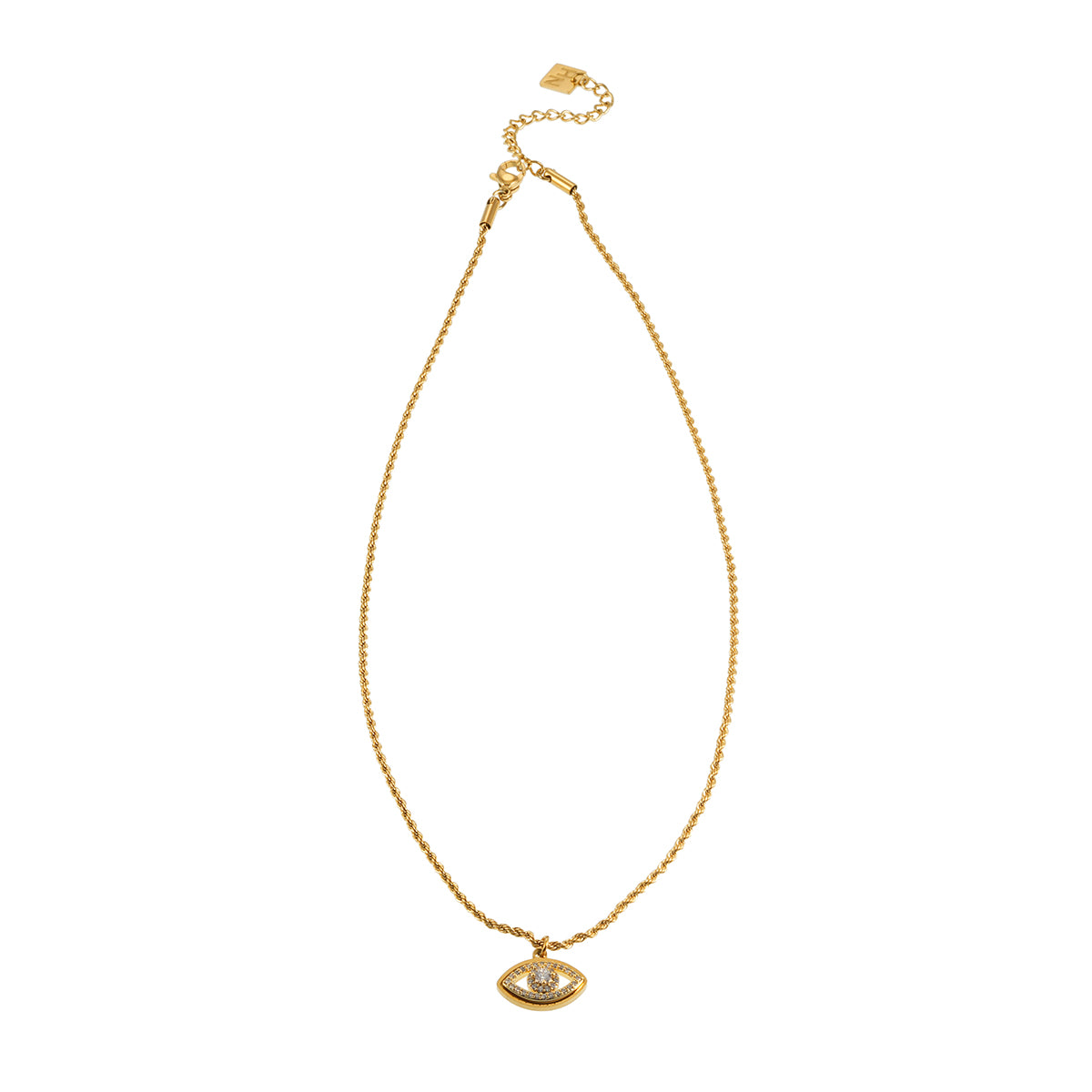 PROTACTOR Gold: Zirconia (CZ) Embellished Evil Eye Chain Necklace