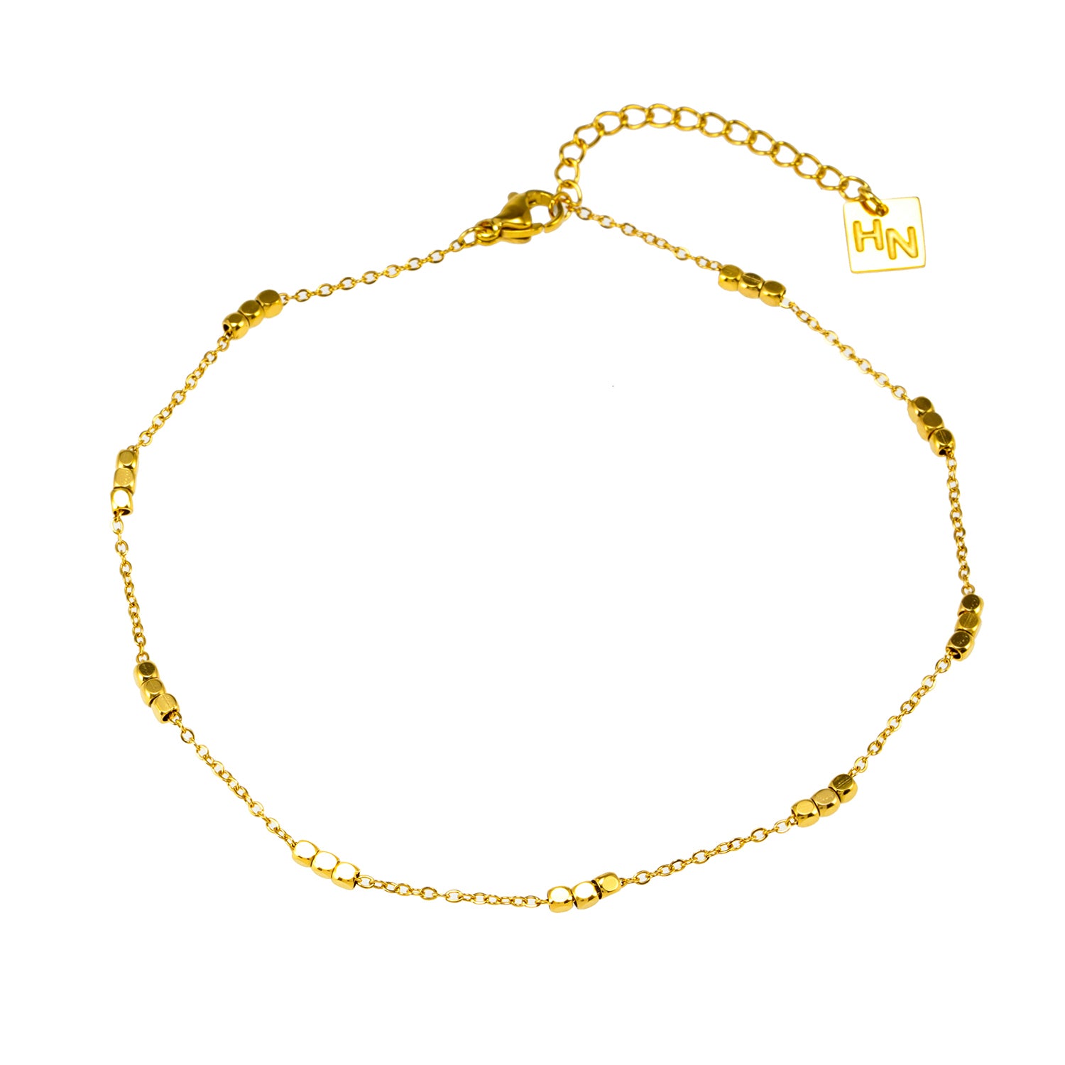 Style RITIKA LG 6333: Tiny Square-Beads Dainty Gold Chain Anklet.