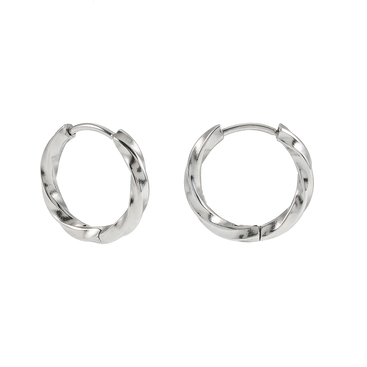 SAYULITA: Modern Elegance Redefined - 18K White Gold Silver-Toned Hoops with 3D Textured Detailing