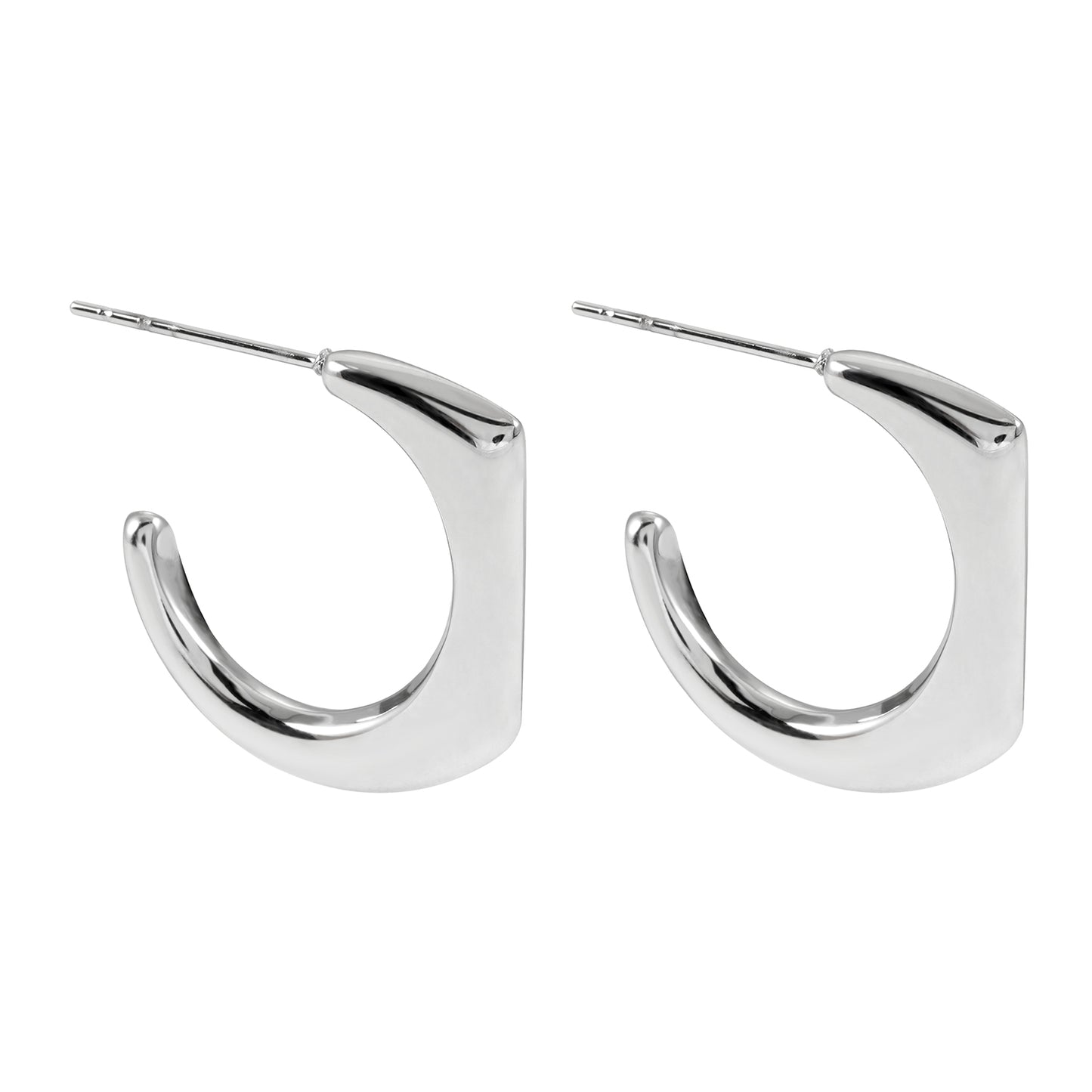 Style SOLOMA Silver Toned (White Gold): Retro Industrial-Chic Style Hoop Earrings