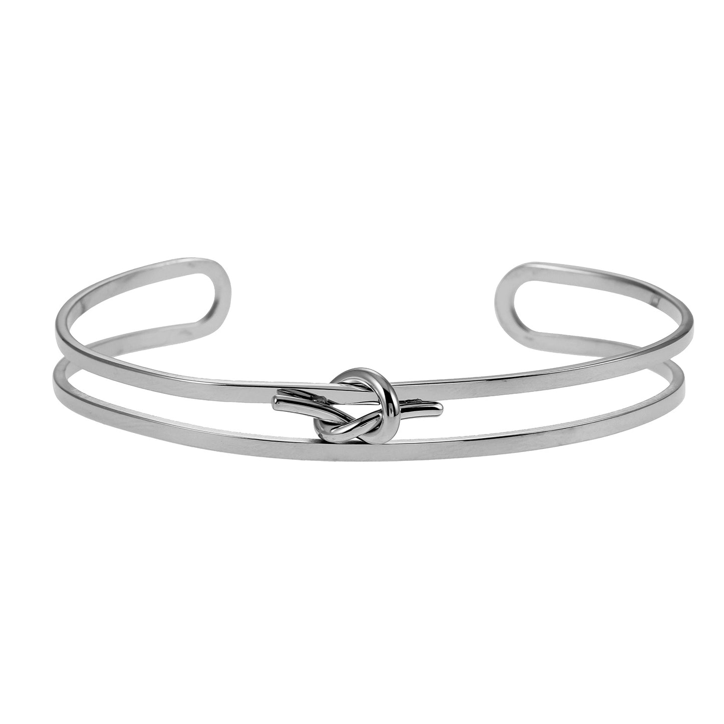 TIED: Knot Detailed Stacked Bracelet in White Gold (Silver Toned)