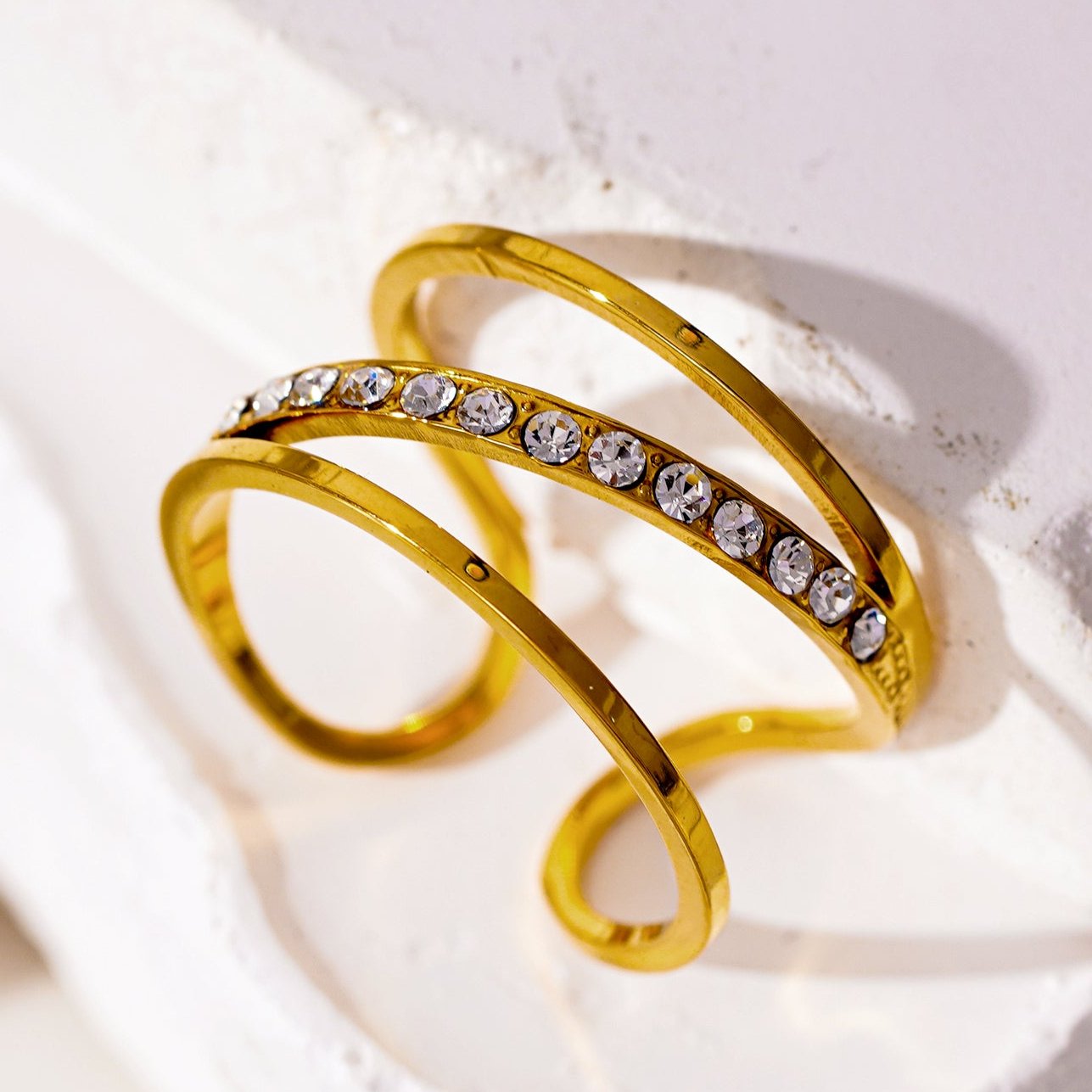 Style URDUJA: Multi Stacked Zirconia Embedded Ring