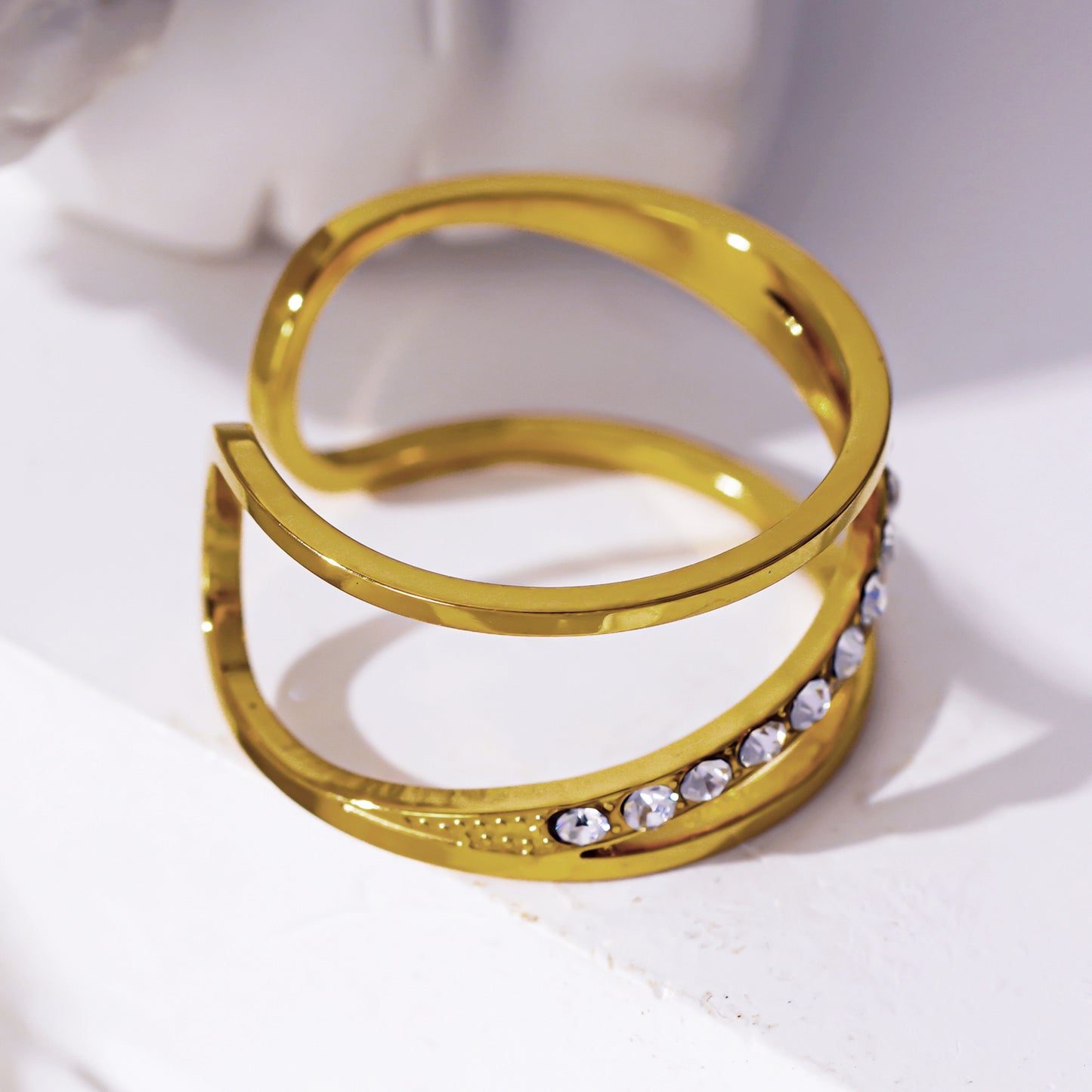 Style URDUJA: Multi Stacked Zirconia Embedded Ring