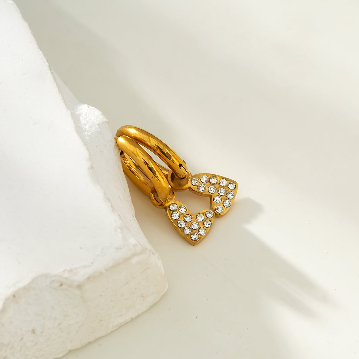 VIRTUOUS Gold: Mini Hoops with Zirconia Embedded Heart Charm