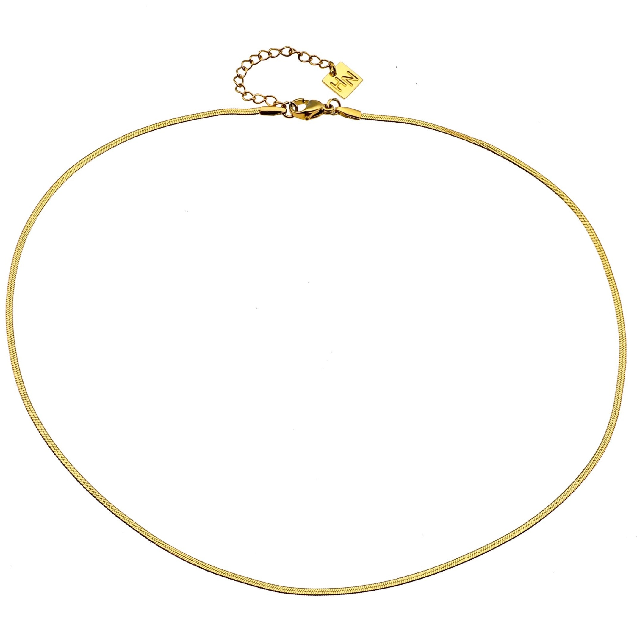 MILA: Snake Skin Textured Delicate Width Gold Chain Necklace