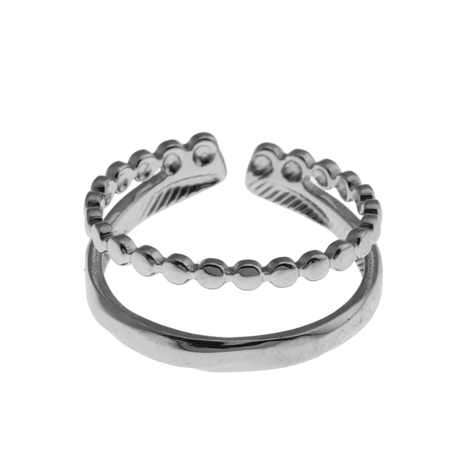 TIFFANY Double Stacked Beaded Silver Ring
