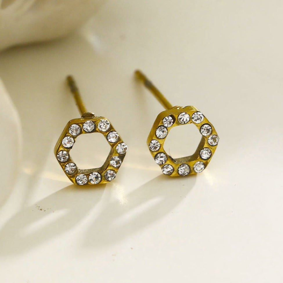 ELSA Hexagonal Zirconia Stud Earrings